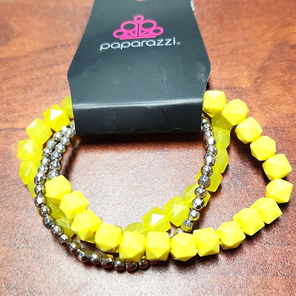 Paparazzi Yellow & Silver Bracelets